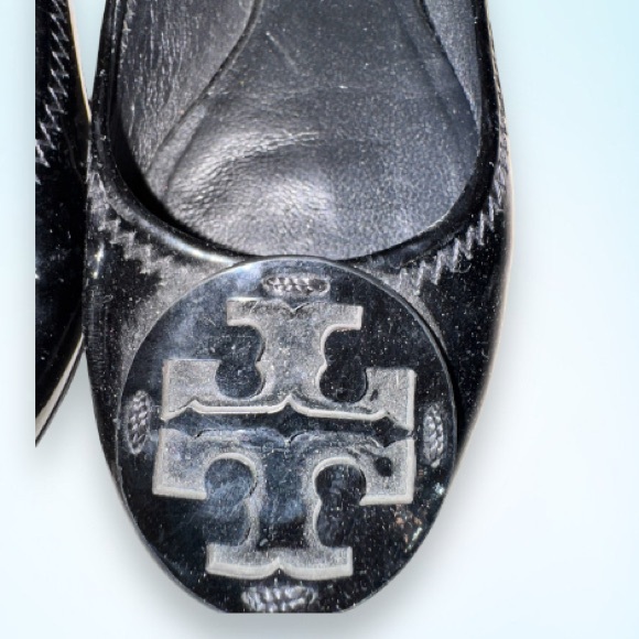 TORY BURCH BLACK PATENT FLATS women’s slip on shoes size 6 - Picture 5 of 14